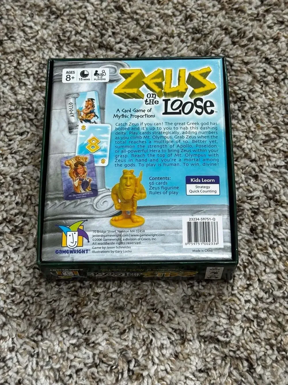 Gamewright Zeus on the Loose Card Game complete